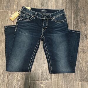 Silver Jeans Blue Skinny Jeans with Contrast Stitching